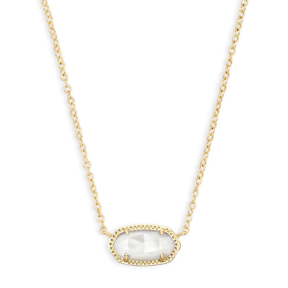 Elisa Gold Pendant Necklace in Ivory Mother-of-Pearl